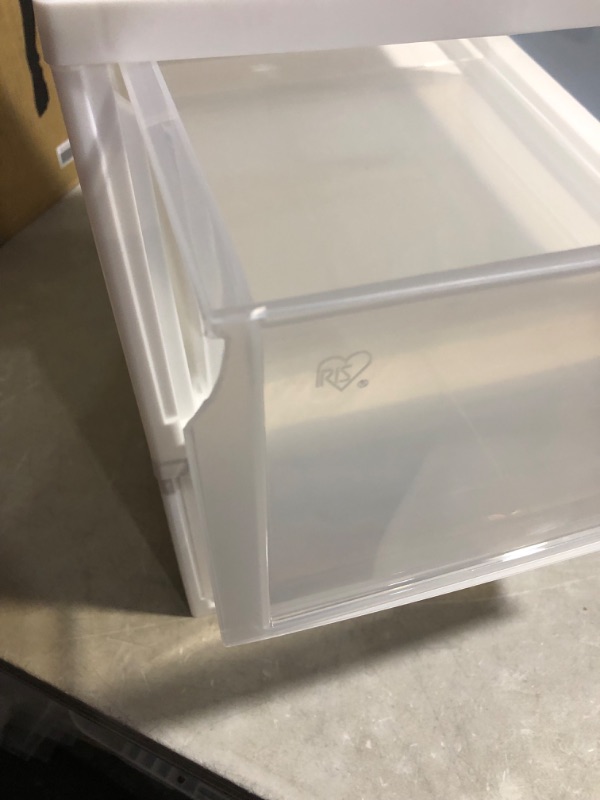 Photo 3 of ***DAMAGED - CRACKED - SEE PICTURES***
IRIS USA Stackable Storage Drawer, Plastic Drawer Organizer with Clear Doors 2 Pack