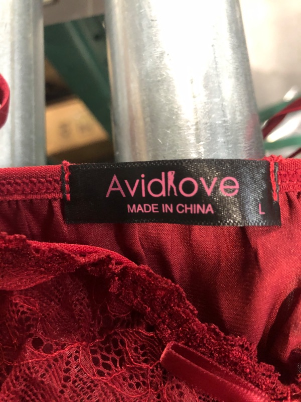 Photo 3 of Avidlove Women's Lace Pajamas Set Dk Red) SIZE Large
