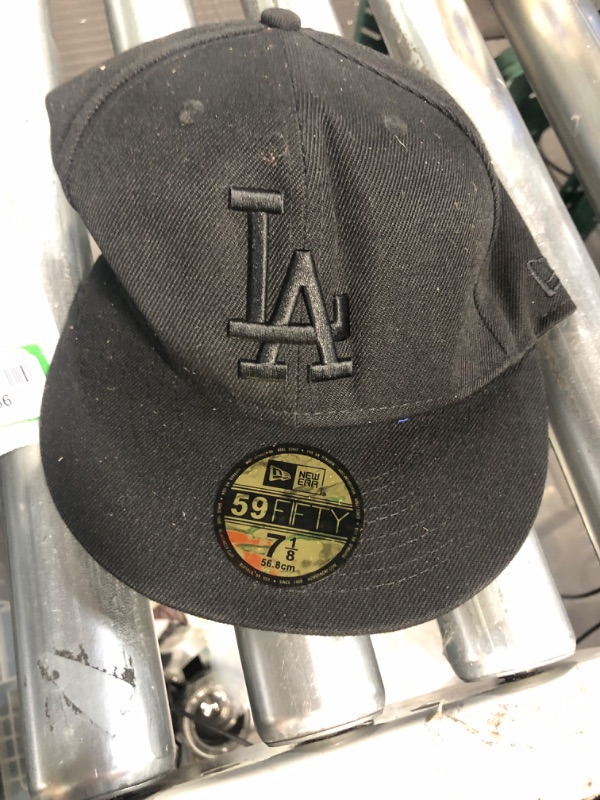 Photo 2 of New Era Los Angeles Dodgers 59Fifty Fitted Hat, Adult, Black/White 7 Black