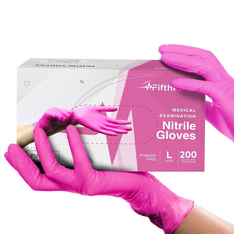 Photo 1 of [200 Count] Pink Nitrile Disposable Gloves LARGE