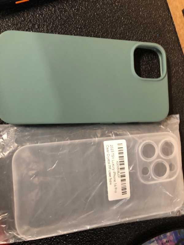 Photo 1 of iphone 14 pro clear case, iphone 13 probien green case