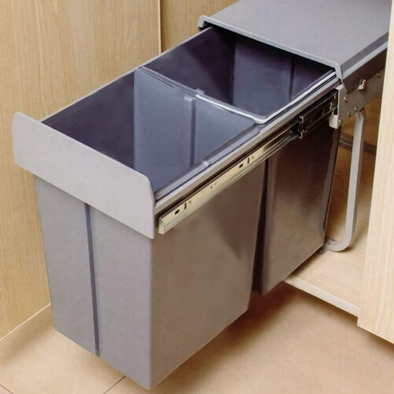 Photo 1 of (READ NOTES) Nisorpa 40 Liter / 10.6 Gallon Dual Pull Out Trash Cans Under Cabinet Counter/Sink with Lid - Commercial Garbage Can Recycling Container Kitchen Waste Bins - Soft-Close Slides Out & Fixable Base, Gray