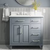 Photo 1 of 
allen + roth Brookview 36-in Slate Blue Undermount Single Sink Bathroom Vanity with Carrara Engineered Marble Top
