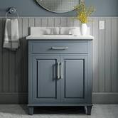 Photo 1 of ***READ NOTES***allen + roth Brookview Marble top 30-in Slate Blue Undermount Single Sink Bathroom Vanity with Carrara Engineered Marble Top
