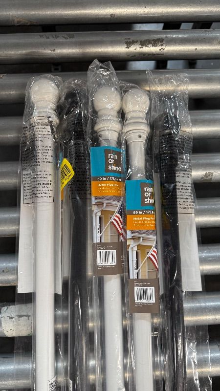 Photo 2 of (5 PACK, BLACK/WHITE VARIATION) Rain or Shine 5.75-ft Black + White Metal House Flag Poles