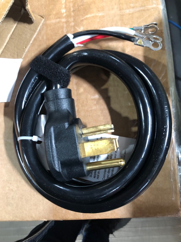 Photo 2 of 30 Amp 4 Prong Dryer Cord 5 FT Black, 10/4 Gauge Appliance Dryer Power Cord NEMA 14-30P to 4-Wire, Pure Copper Wire, ETL Listed POWGRN 5ft Black