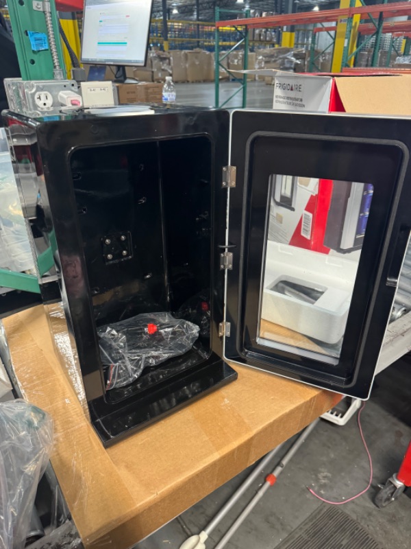Photo 1 of **NONREFUNDABLE**FOR PARTS OR REPAIR**SEE NOTES**
FRIGIDAIRE EFMIS567_AMZ 18 Can OR 4 Wine Bottle Retro Beverage Fridge, Temperature Control, Thermoelectric, FreonFree, Stainless