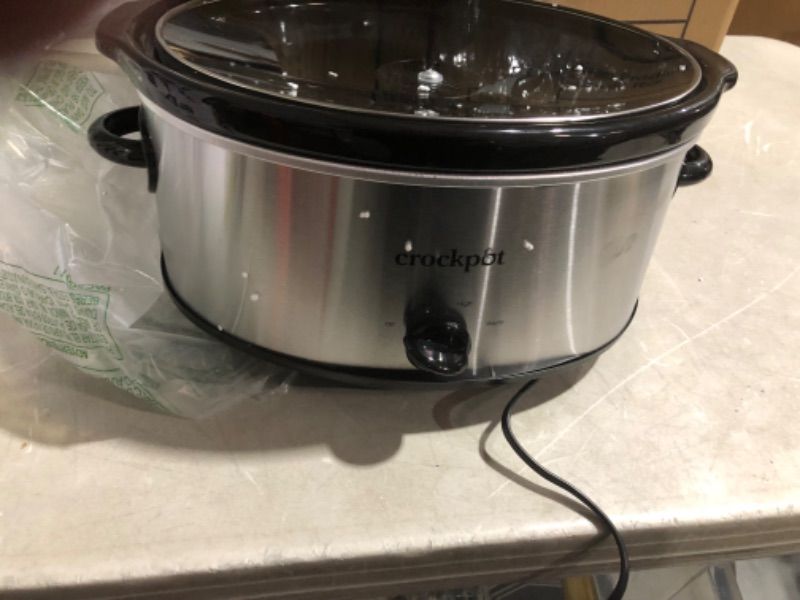 Photo 2 of *MAJOR DENT* CROCK-POT 7 QUART OVAL MANUAL SLOW COOKER, STAINLESS STEEL (SCV700-S-BR)