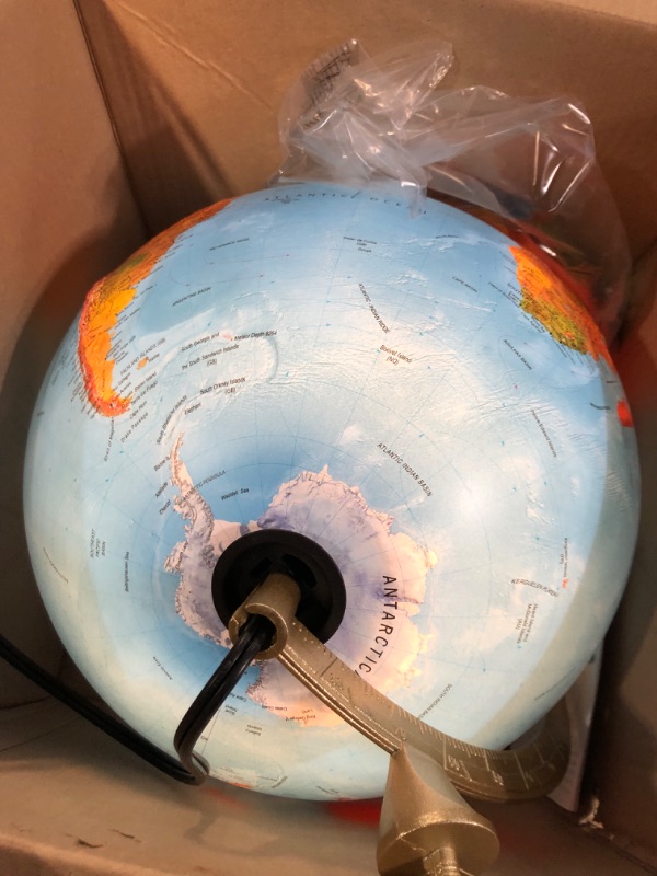 Photo 2 of Waypoint Geographic Illuminated Desk Globe with Stand and Raised Relief Features - 1,000's of Up-to-Date Named Places & Points of Interest - Wood Stand (Blue)