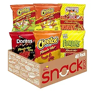 Photo 1 of 12/12/2023
 Frito Lay Flamin' Hot Mix, 6 Flavor Single Serve Cheetos, Doritos, Chester's & Funyuns Variety Pack, 40 Count (Pack of 2)