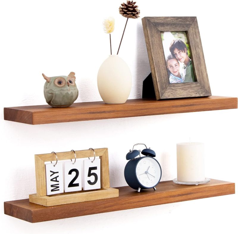 Photo 1 of (READ NOTES) FUNMEMORIES WOOD FLOATING SHELVES 2PCS 8"D X 24"W X 1.4"H