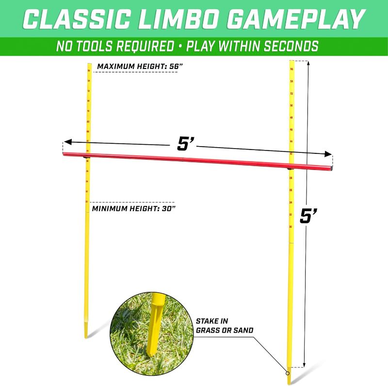 Photo 3 of (READ NOTES) GoSports Lawn Limbo Game for Kids and Adults - Stake into Grass or Sand
