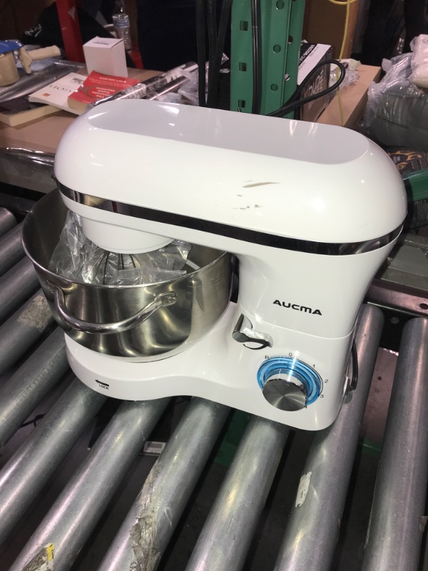 Photo 2 of (READ NOTES) Aucma Stand Mixer,6.5-QT 660W 6-Speed Tilt-Head Food Mixer, Kitchen Electric Mixer with Dough Hook, Wire Whip & Beater (6.5QT, White) 6.5QT White