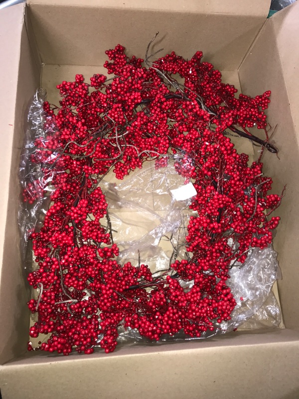 Photo 2 of (READ NOTES) Lyrow 22 Inches Christmas Red Berry Wreath Large Artificial Wreath Winter Faux Decorative Weather Resistant Door Wreath for Front Outdoor Indoor Decorations