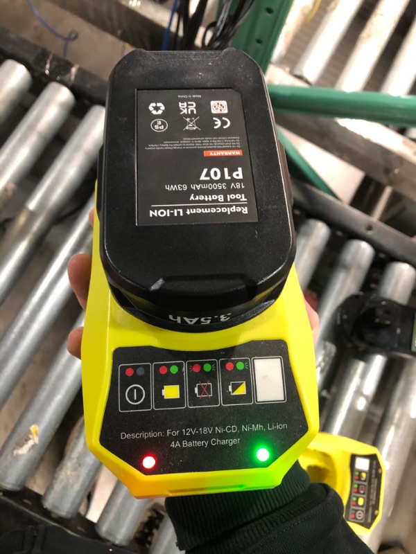 Photo 3 of (READ NOTES) 2Pack 3.0Ah 18V Replacement for Ryobi 18V Battery and Charger Combo?Compatible with Ryobi 18 Volt Battery and Charger P102 P103 P104 P105 P107 P108 P109 P190 P191 P122 Tools-Green