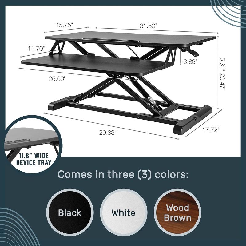 Photo 3 of (READ NOTES) TechOrbits Standing Desk Converter - Particle Board, Adjustable Height Sit to Stand Up Desk Riser for Home Office - Computer, Laptop & Dual Monitor Workstation & Machine Stand - 32 Inch, Black Black 32"