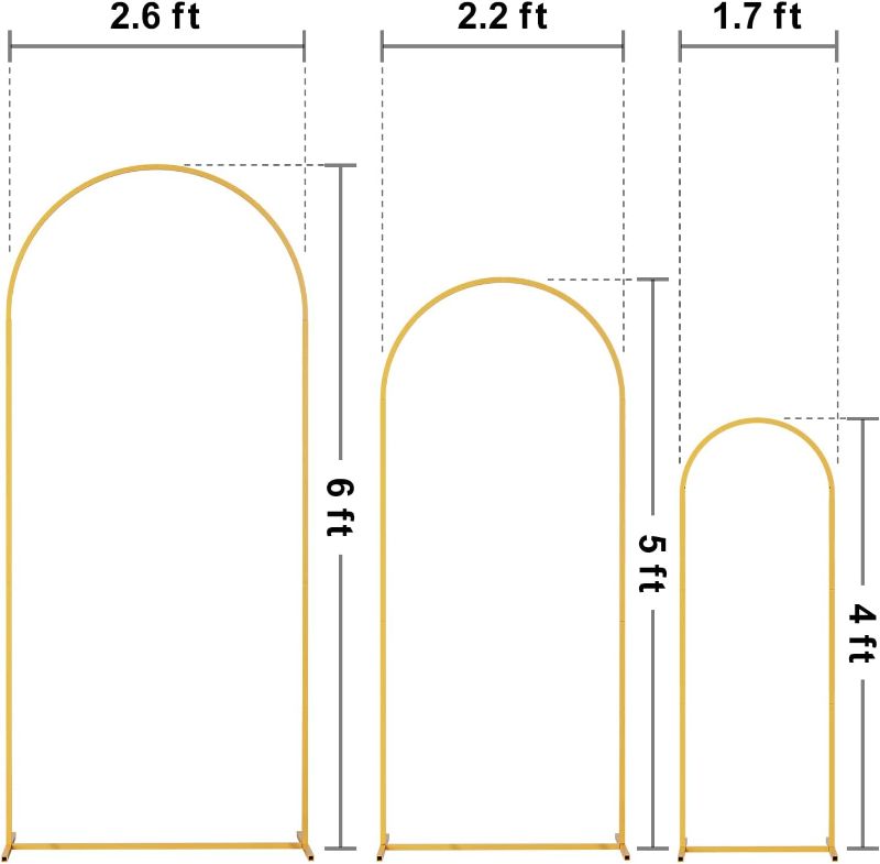 Photo 3 of (READ NOTES) Doingart Metal Wedding Arch, Set of 3 Backdrop Stand for Wedding, Bridal, Indoor Outdoor Party Decoration (Yellow)