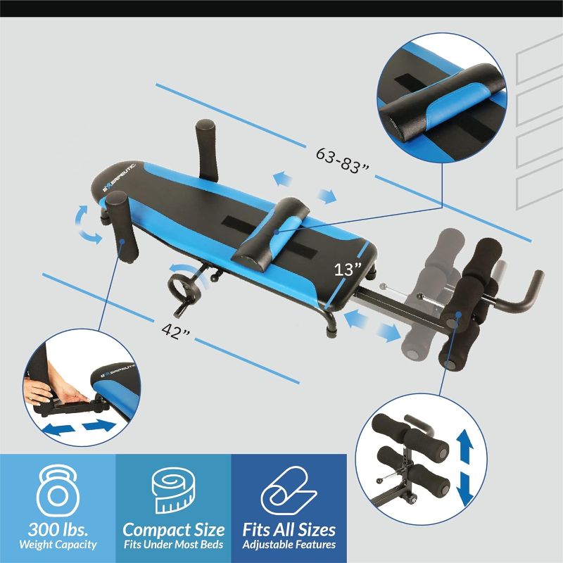 Photo 3 of (READ NOTES) Exerpeutic Alternative Inversion Traction Table - Back Stretcher for Lower Back Pain Relief Without Going Upside Down - 300 Lbs Weight Capacity - ?Blue