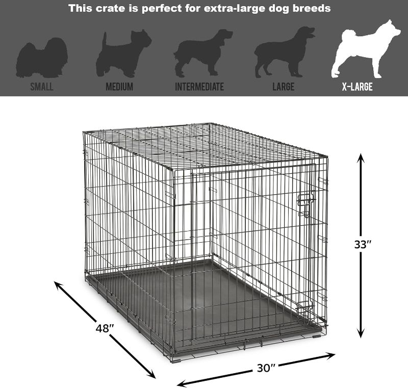 Photo 3 of (READ NOTES) MidWest Homes for Pets Newly Enhanced Single & Double Door New World Dog Crate, Includes Leak-Proof Pan, Floor Protecting Feet, & New Patented Features 48-Inch Single Door