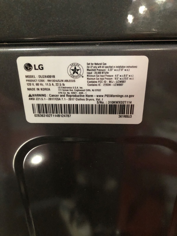 Photo 6 of (READ NOTES) 7.4 cu. ft. Ultra Large Capacity Smart wi-fi Enabled Front Load Gas Dryer with TurboSteam™ and Built-In Intelligence
