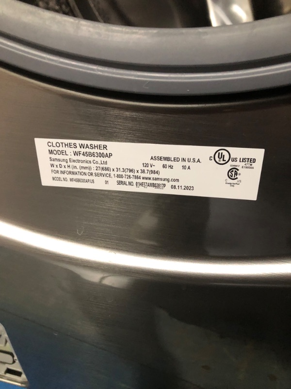Photo 5 of (READ NOTES) 4.5 cu. ft. Large Capacity Smart Front Load Washer with Super Speed Wash in Platinum
