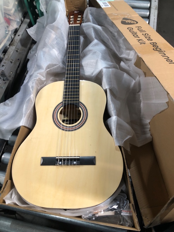 Photo 3 of (READ NOTES) Pyle Beginner Acoustic Guitar Kit, 4/4 Full Size All Wood Instrument for Beginners, Adults, 39" Natural Gloss Natural Gloss 39" Right Handed