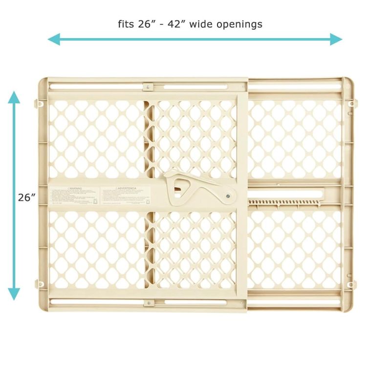 Photo 3 of (READ NOTES) Toddleroo by North States 42” Wide Supergate Ergo Baby Gate, Made in USA: For Doorways or stairways. Includes Wall Cups. Pressure or Hardware Mount. 26” - 42” Wide (26" Tall, Sand)