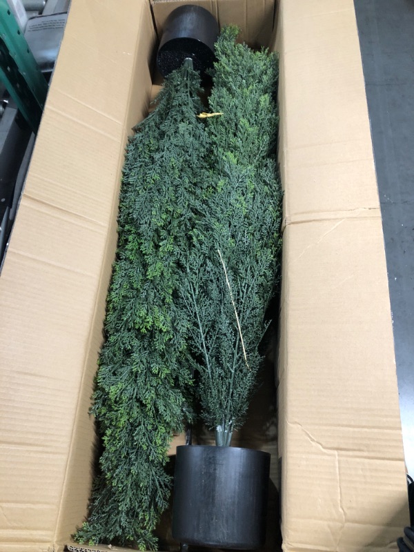 Photo 2 of (2 TOTAL) (READ NOTES) Silk Tree Warehouse Four 4 Foot Artificial Topiary Cedar Trees Potted 48" Indoor Outdoor Plants Company Inc