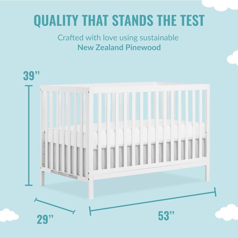 Photo 3 of (READ NOTES) Dream On Me Synergy 5-In-1 Convertible Crib In White, Greenguard Gold Certified Crib White