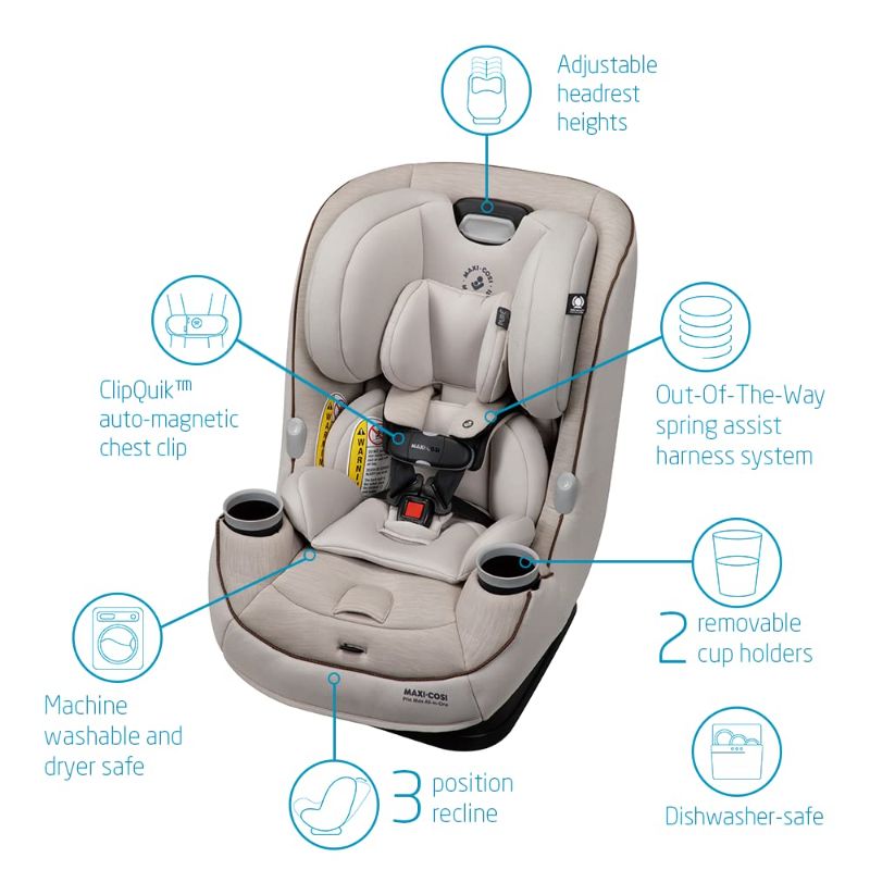 Photo 4 of (READ NOTES) Maxi-Cosi Pria Max All-in-One Convertible Car Seat, Rear-Facing, from 4-40 pounds; Forward-Facing to 65 pounds; and up to 100 pounds in Booster Mode, Desert Wonder - PureCosi
