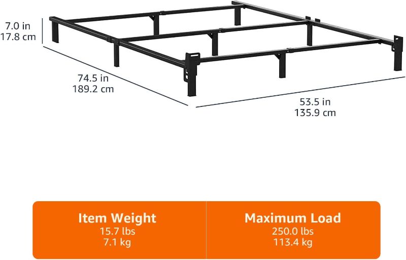 Photo 3 of (READ NOTES) Amazon Basics Metal Bed Frame, 9-Leg Base for Box Spring and Mattress - Full, 74.5 x 53.5-Inches