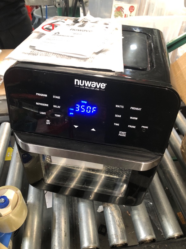 Photo 2 of (READ NOTES) NUWAVE Brio Air Fryer Smart Oven, 15.5-Qt X-Large Family Size, Countertop Convection Rotisserie Grill Combo, Non-Stick Drip Tray, Stainless Steel Rotisserie Basket. 15.5QT Brio