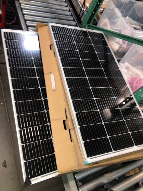Photo 2 of (READ NOTES) Renogy 2PCS Solar Panels 100 Watt 12 Volt, High-Efficiency Monocrystalline PV Module Power Charger for RV Marine Rooftop Farm Battery and Other Off-Grid Applications, 2-Pack 100W 100W 2-Pack Panels
