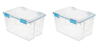 Photo 1 of (READ NOTES) Sterilite 19344304 54 Quart/51 Liter Box, Aquarium Latches and Gasket, 2-Pack, Blue