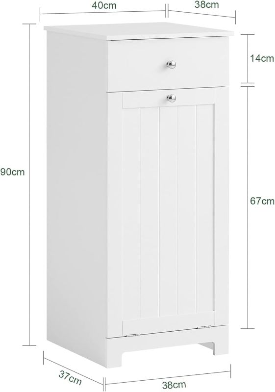 Photo 3 of (READ NOTES) Haotian BZR21-W, White Bathroom Laundry Cabinet with Basket, Tilt-Out Laundry Hamper, Bathroom Storage Cabinet Unit with Drawer, 15.7"x15"x35.4" 1-Drawer White