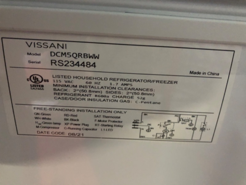 Photo 12 of ***USED - MAJOR DAMAGE - UNTESTED - SEE CLERK COMMENTS***
Vissani 4.9 cu. ft. Manual Defrost Chest Freezer with LED Light Type in White Garage Ready