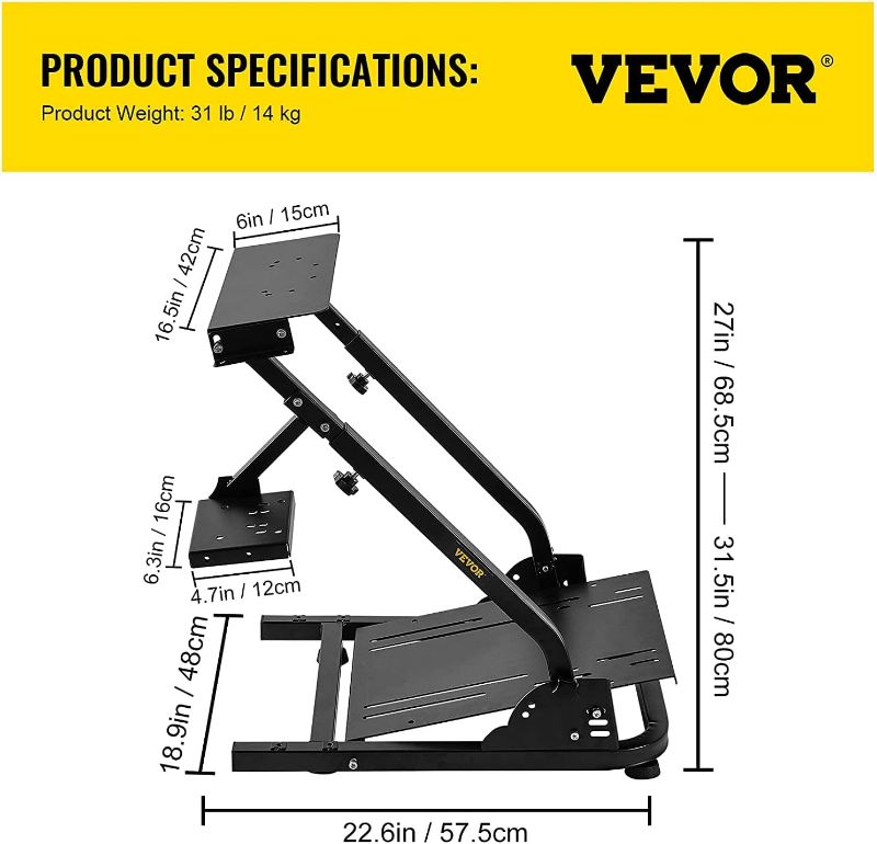 Photo 3 of (READ NOTES) VEVOR G920 Racing Steering Wheel Stand Shifter Mount fit for Logitech G27 G25 G29 Gaming Wheel Stand Wheel Pedals NOT Included Racing Wheel Stand