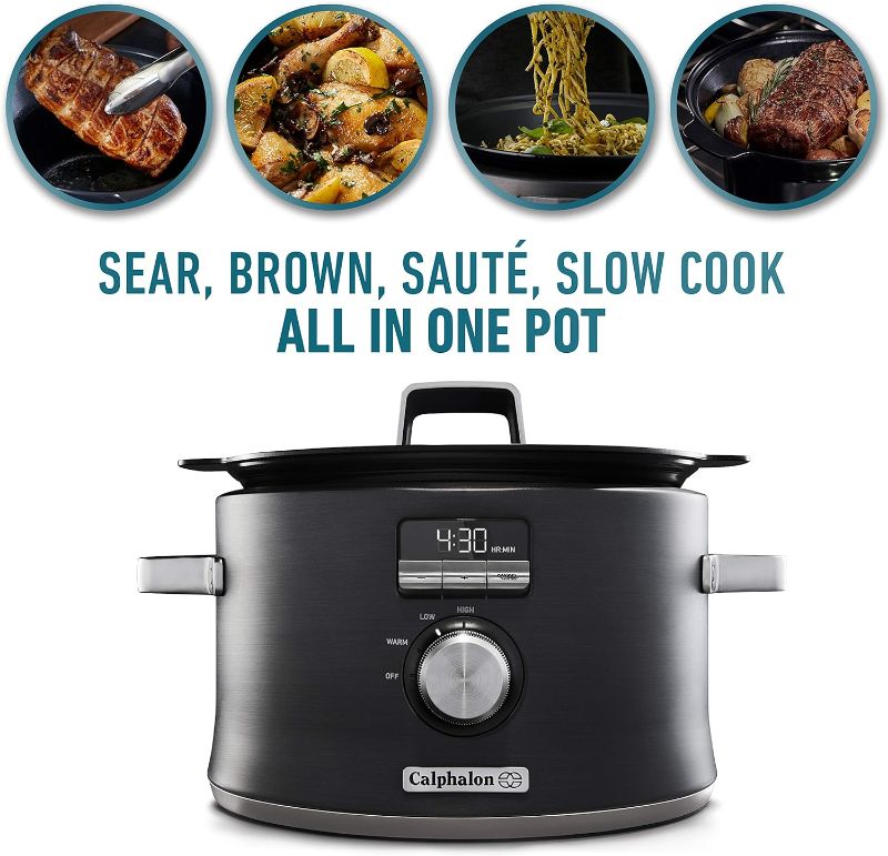 Photo 3 of (READ NOTES) Calphalon Slow Cooker with Digital Timer and Programmable Controls, 5.3 Quarts, Stainless Steel