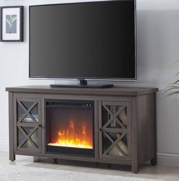 Photo 4 of (READ NOTES) Colton 47.75 in. Alder Brown TV Stand with Crystal Fireplace Insert Fits TV's up to 55 in.

