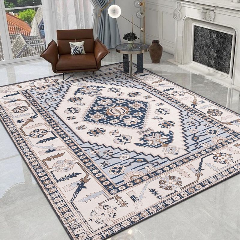 Photo 1 of (READ NOTES) YOEGE Bohemian Area Rug 6x9, Washable Rugs, Non-Slip Carpet, Soft Rug for Living Room, Bedroom, Kitchen, Dining Room, Grey/Blue
