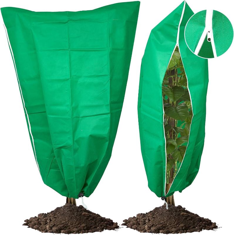 Photo 1 of 2 pack*********
SIWOTED 2 Pack Plant Covers Freeze Protection, Zipper Drawstring Tree Cover Frost Blankets Protection for Winter Plants Fruit Tree Shrub, Green Outdoor Frost Protection Bag (31.7x47.7in) 31.7in X 47.7in