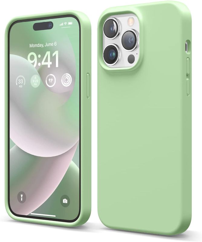 Photo 1 of 2 PACK elago Compatible with iPhone 14 Pro Max Case, Liquid Silicone Case, Full Body Protective Cover, Shockproof, Slim Phone Case, Anti-Scratch Soft Microfiber Lining, 6.7 inch (Pastel Green) iPhone 14 Pro Max Pastel Green