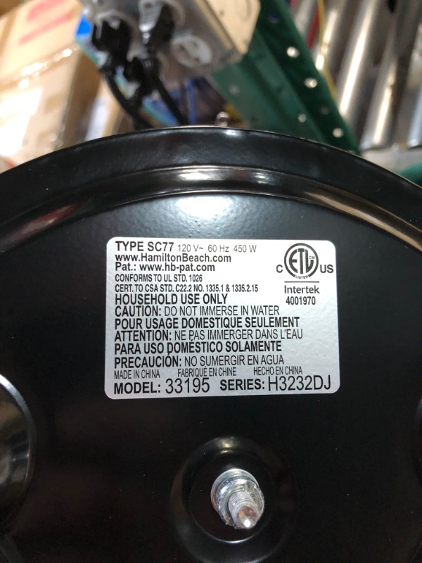 Photo 3 of ***USED - UNABLE TO TEST***
Hamilton Beach Slow Cooker, Extra Large 10 Quart, Stay or Go Portable With Lid Lock, (33195) 10-Quart Black Slow Cooker