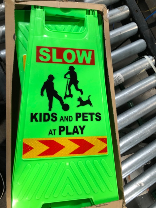 Photo 1 of Slow Kids at Play Signs for Street, Double-Sided Text and Graphics with Reflective Tape,