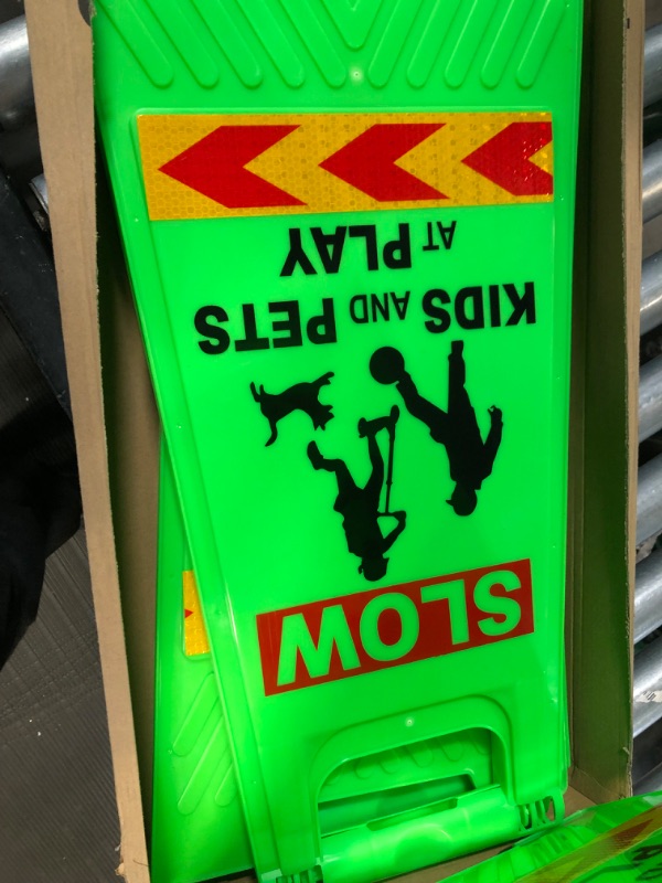 Photo 2 of Slow Kids at Play Signs for Street, Double-Sided Text and Graphics with Reflective Tape,