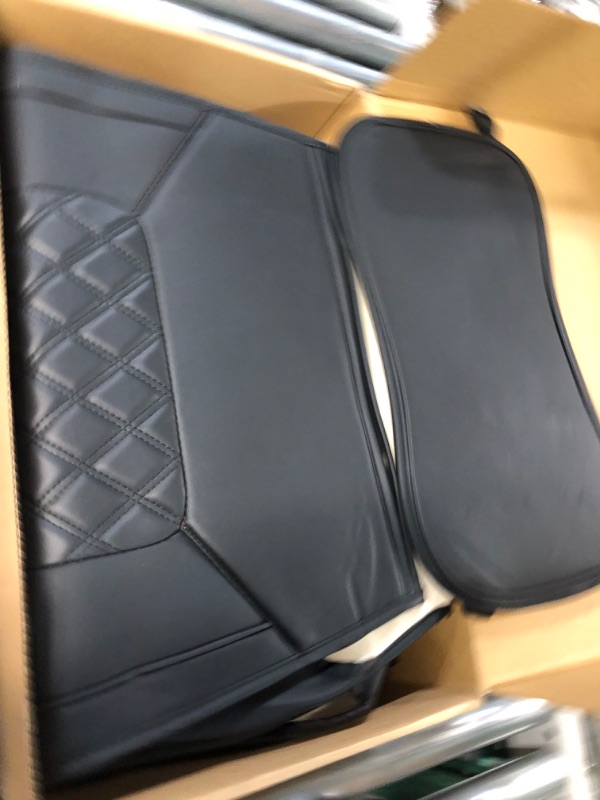 Photo 4 of MotorBox Faux Leather Seat Covers for Cars Trucks & SUV, Black Prestige Edition Car Seat Covers for Fronts Seats Only, Diamond Stitched Cushioned Interior Protectors for Automotive Seats Black 2 Front