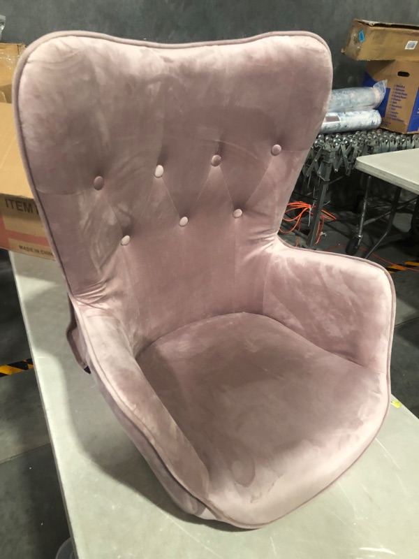 Photo 4 of ***USED - LEGS AND HARDWARE MISSING***
Roundhill Furniture Doarnin Contemporary Silky Velvet Tufted Button Back Accent Chair, Mauve