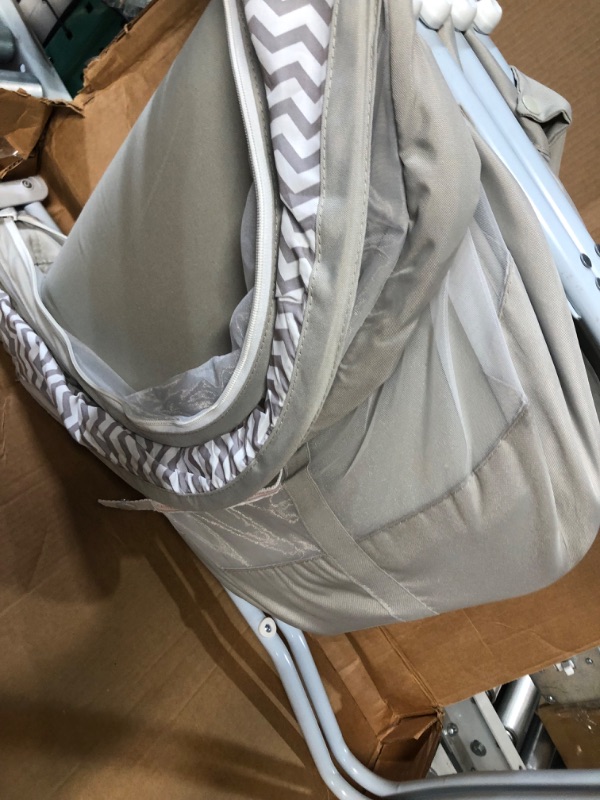 Photo 1 of Dream On Me Karley Bassinet in Grey, Lightweight Portable Baby Bassinet, Quick Fold and Easy to Carry , Adjustable Double Canopy, Indoor and Outdoor Bassinet with Large Storage Basket.
