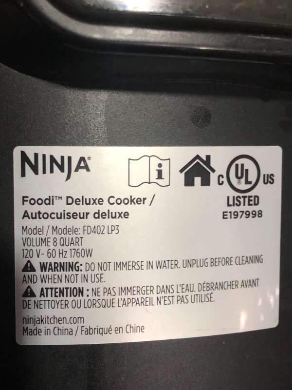 Photo 6 of ***HEAVILY USED AND DIRTY - UNABLE TO TEST - SEE PICTURES***
Ninja FD401 Foodi 12-in-1 Deluxe XL 8 qt. Pressure Cooker & Air Fryer 