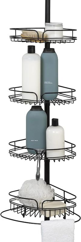 Photo 1 of (MISSING POLE) Zenna Home Rust-Resistant Corner Shower Caddy for Bathroom,  60-97 Inch, Matte Black
